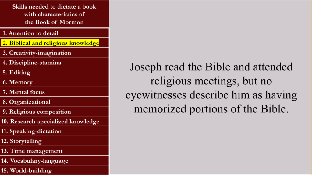 Brian Hales discussing the skills needed to dictate the Book of Mormon.